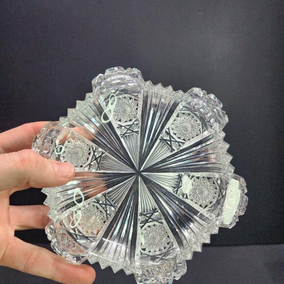 Vintage American Brilliant Crystal Clear Cut Glass Relish Trinket Dish - Picture 5 of 8